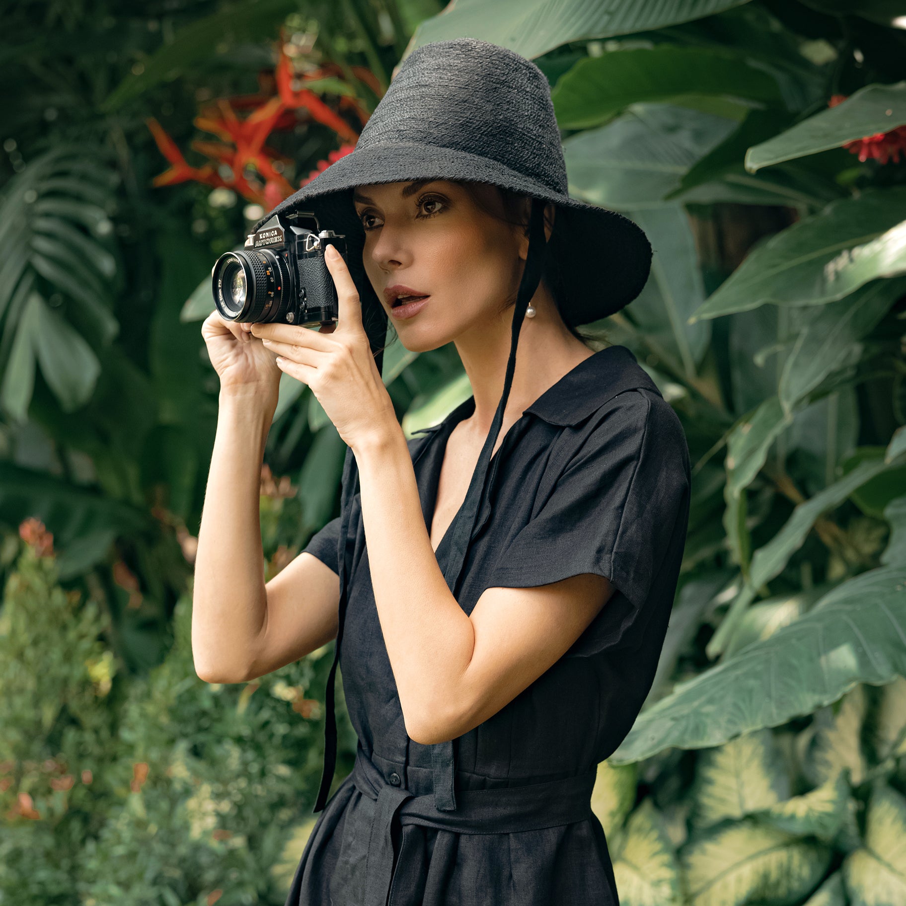 MEG Jute Straw Hat In Black