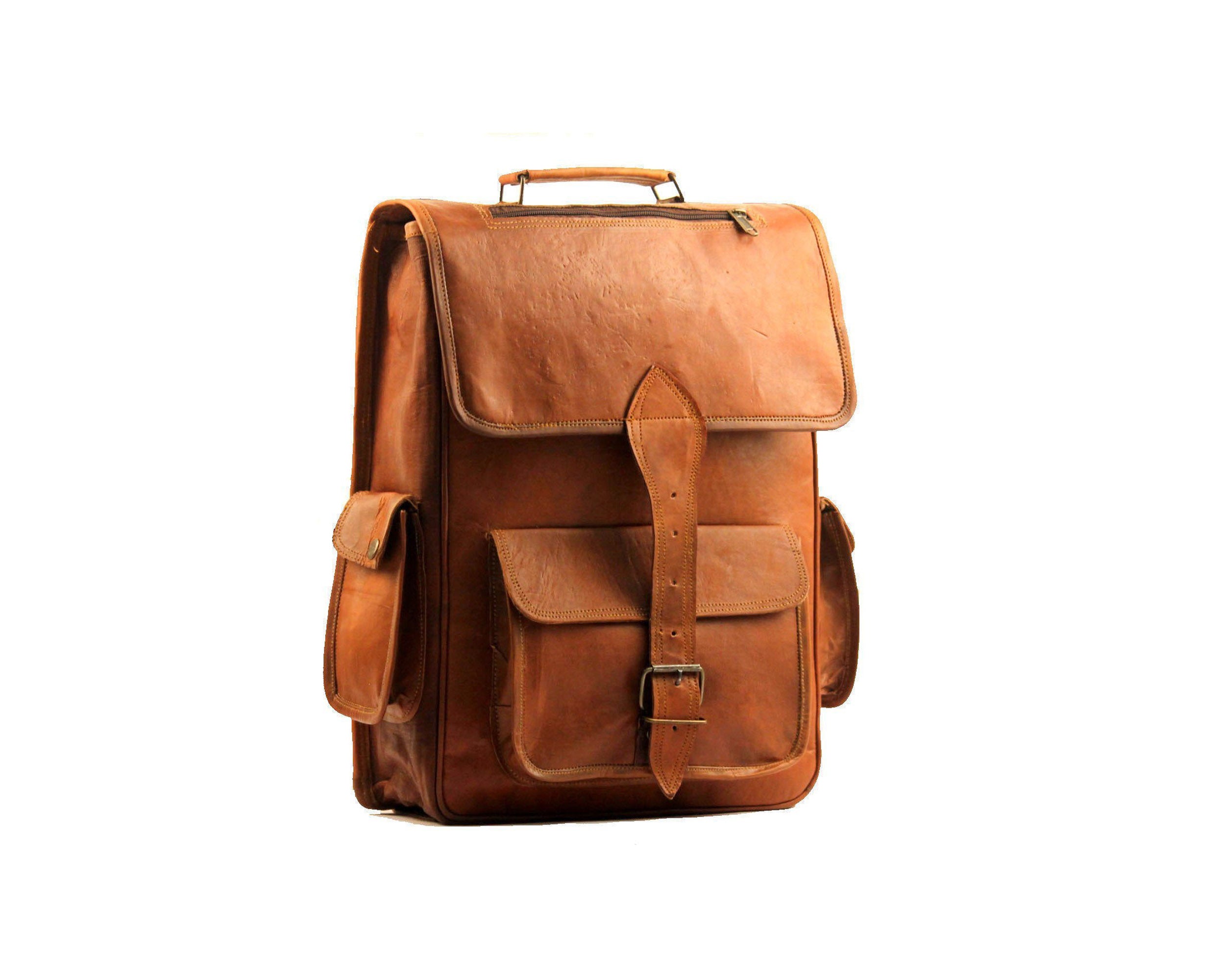 Vintage Leather Laptop Backpack Shoulder Bag Rucksack Bag.