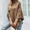 Womens Turtleneck Poncho With Side Buttons Details