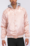 Satin Hooded Varsity Jacket