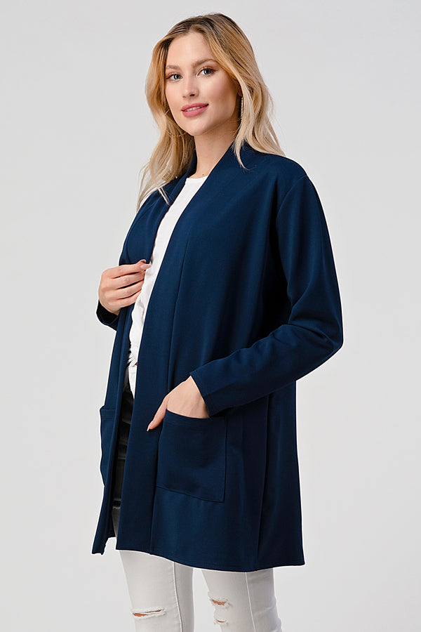 Light, Solid Cardigan with Front Pockets