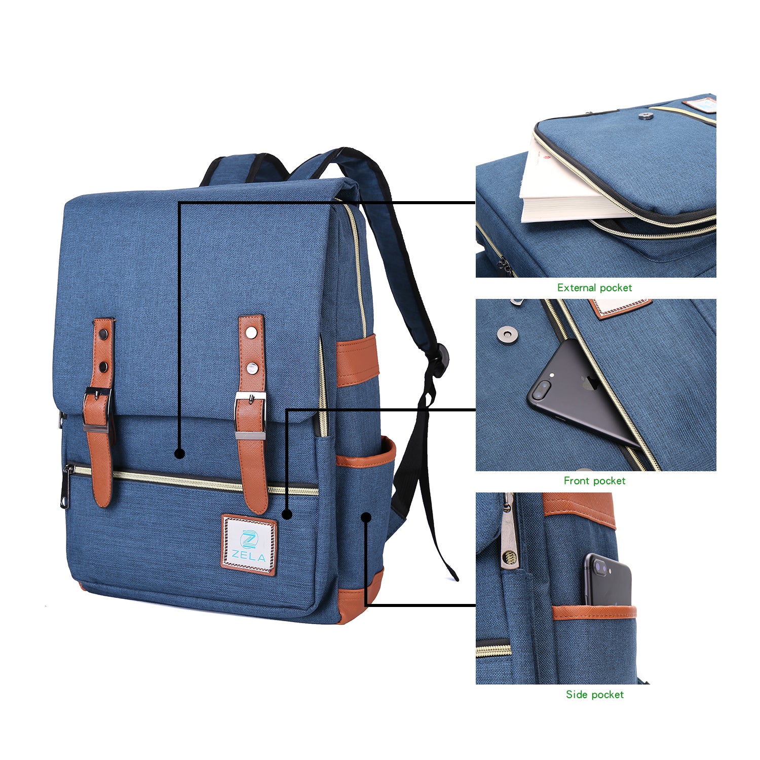 Slim Backpack,College, School & Business Fits 15-inch Laptop-Dark Blue