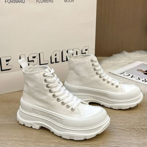 Lace Up Canvas Platform Sneakers