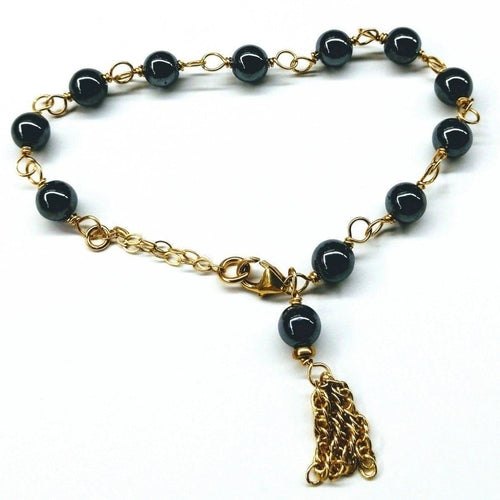 Adjustable 14 KT Gold Filled Hematite Gold Chain Tassel Bracelets