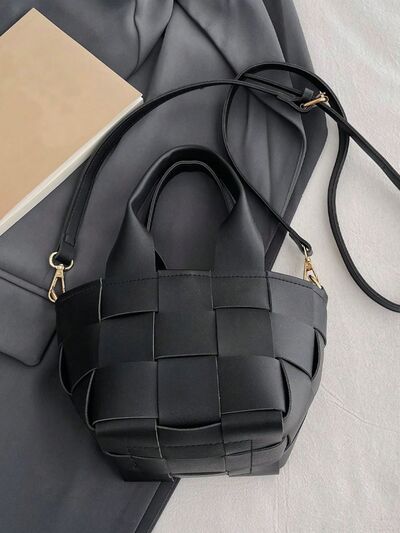 PU Leather Braided Bucket Bag