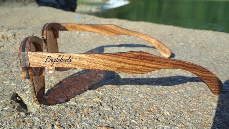 Ebony and ZebraWood Sunglasses, Tea Polarized Lenses