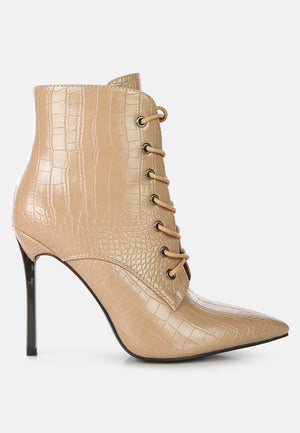 Escala Croc Stiletto Ankle Boots