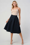 Textured A-Line Midi Skirt with Pleats