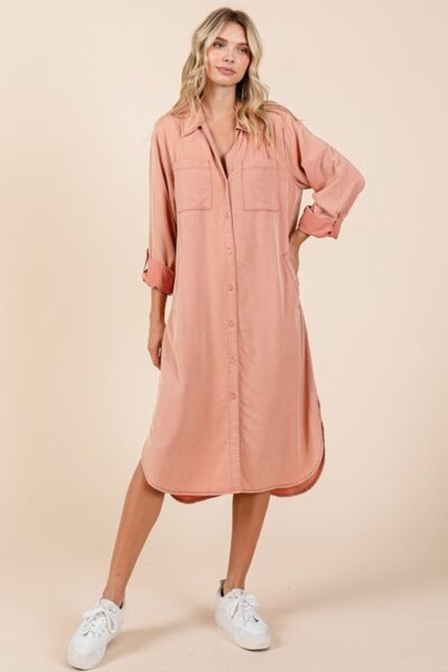 Mittoshop Button Down Long Sleeve Shirt Dress