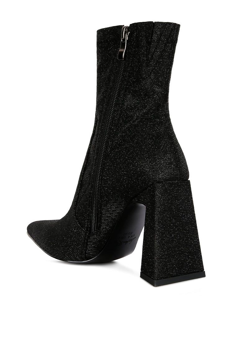 Hustlers Shimmer Block Heeled Ankle Boots