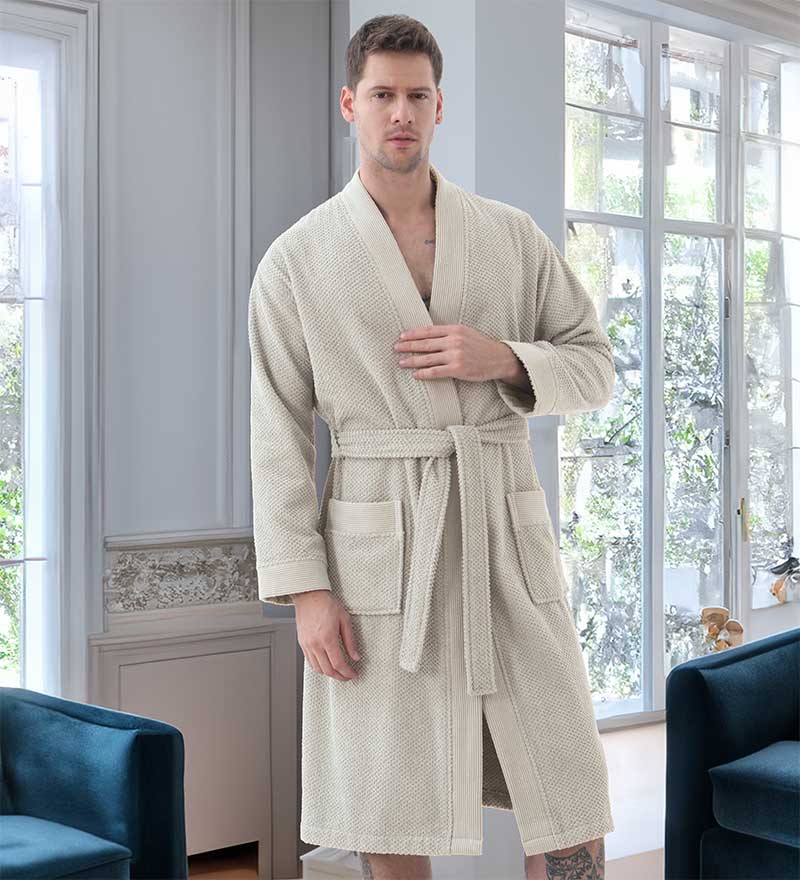 Men's Organic Turkish Cotton Terry Kimono Robe | Terry Cloth Bathrobe