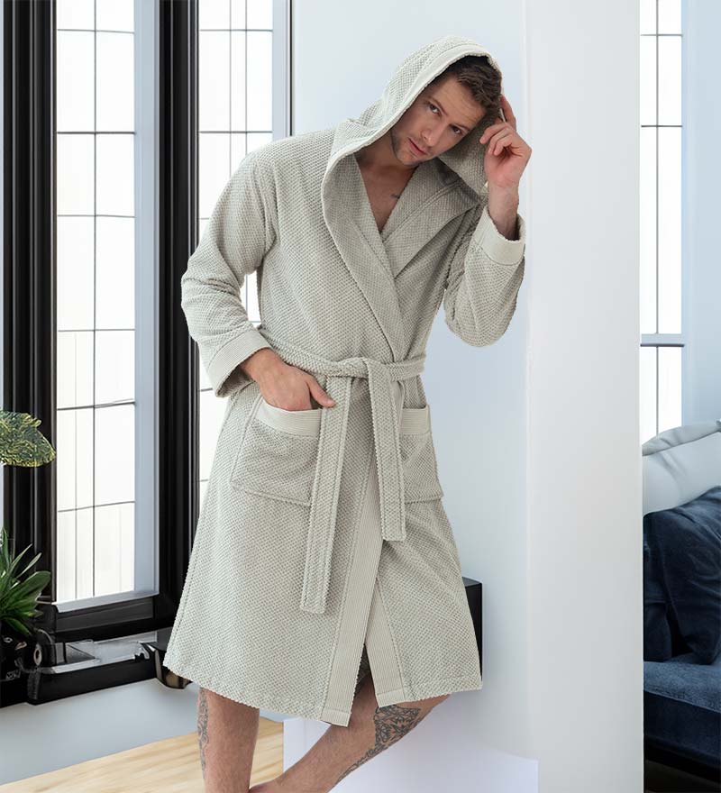 Men's Luxury Turkish Cotton Terry Cloth Robe with Hood