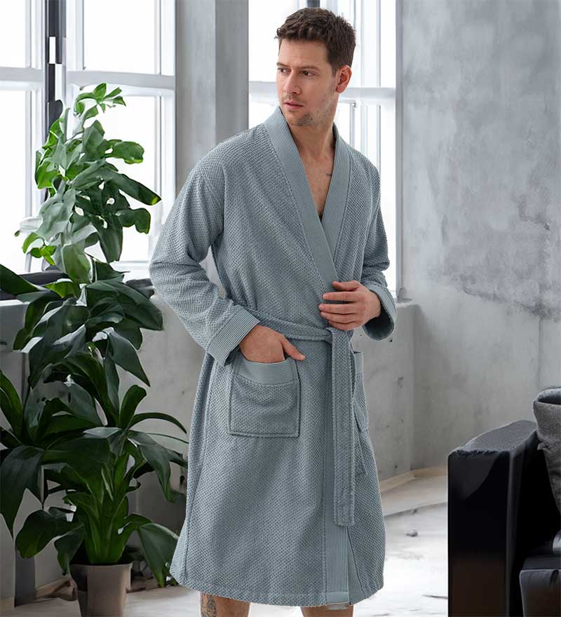 Men's Organic Turkish Cotton Terry Kimono Robe | Terry Cloth Bathrobe