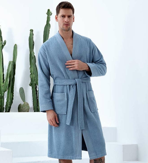 Men's Organic Turkish Cotton Terry Kimono Robe | Terry Cloth Bathrobe