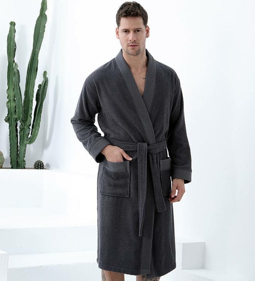 Men's Organic Turkish Cotton Terry Kimono Robe | Terry Cloth Bathrobe