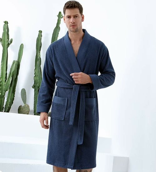 Men's Organic Turkish Cotton Terry Kimono Robe | Terry Cloth Bathrobe