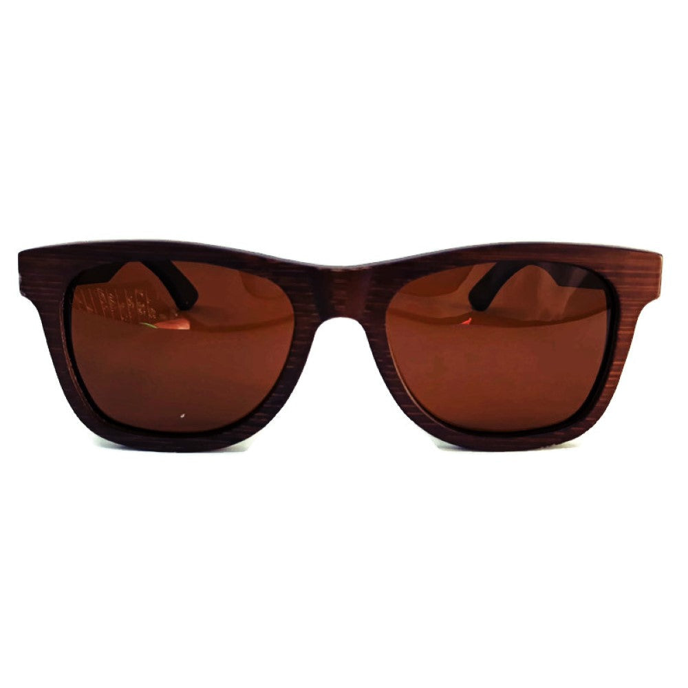 Crimson Wooden Sunglasses, Tea Colored Polarized Lenses