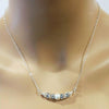 Silver Swarovski Crystal Pearl Bar Bridal Necklace