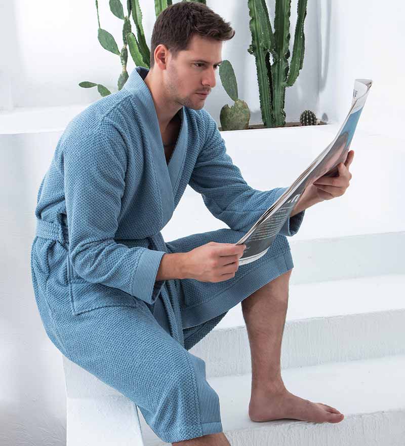 Men's Organic Turkish Cotton Terry Kimono Robe | Terry Cloth Bathrobe