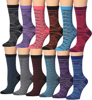 Tipi Toe Women's 12 Pairs Colorful Patterned Crew Socks