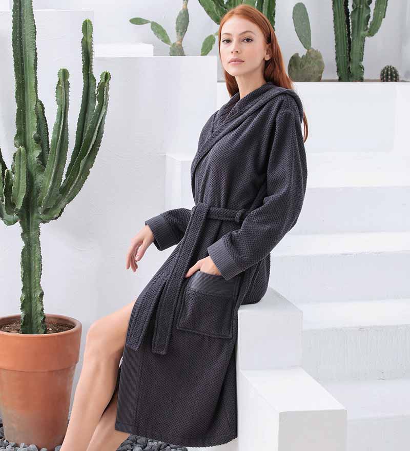 Women's Hooded Turkish Cotton Terry Cloth Robe