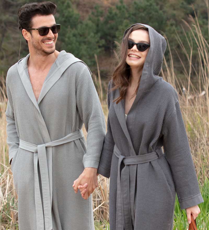 Women's Hooded Turkish Cotton Waffle Robe