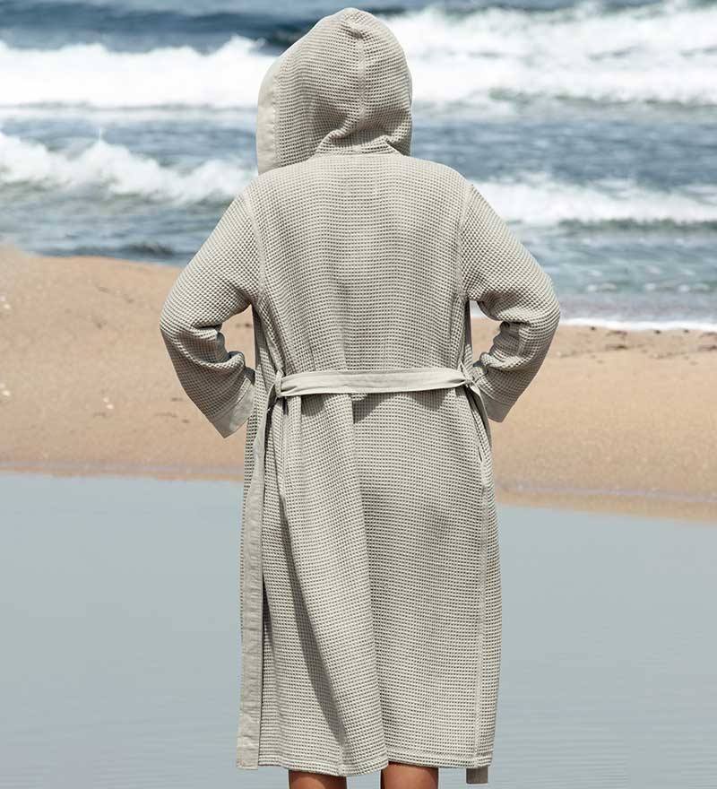 Women's Hooded Turkish Cotton Waffle Robe