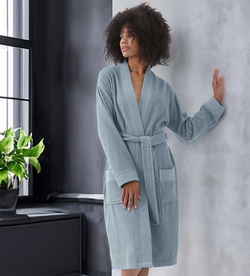 Women's Turkish Cotton Terry Kimono Robe - Luxurious Terry Cloth